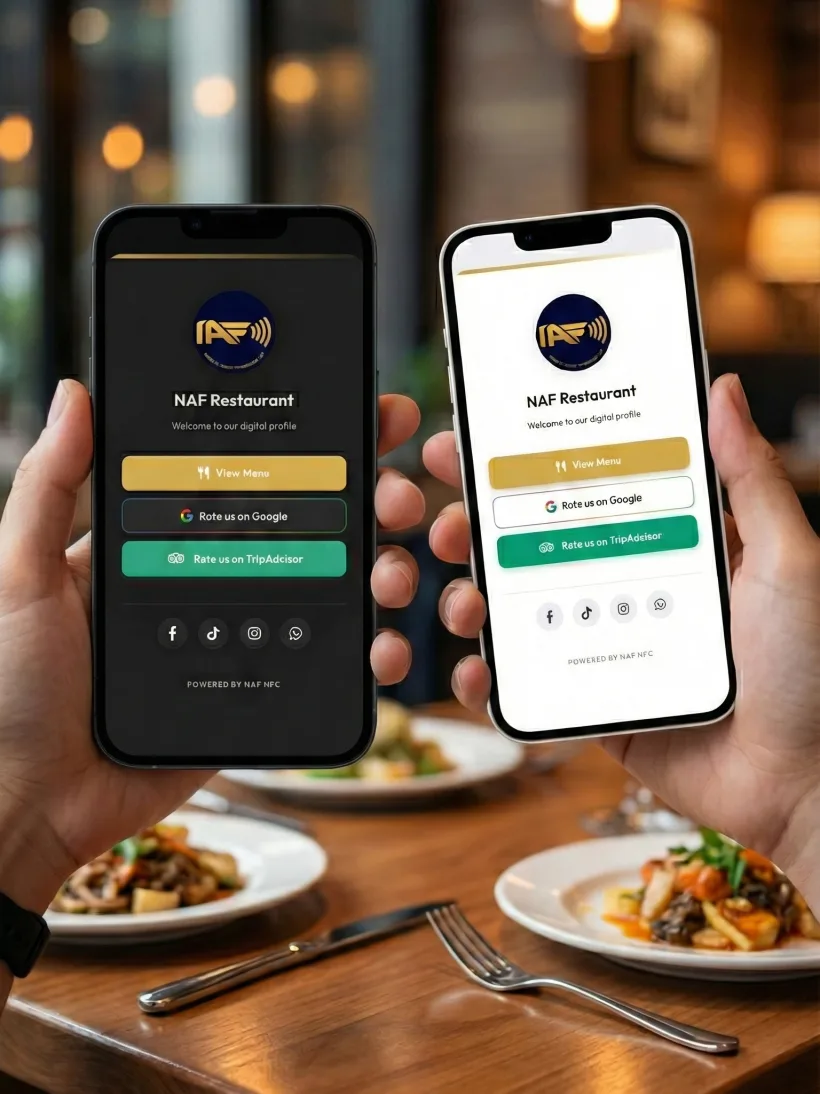 NAF Restaurant digital profile on a phone